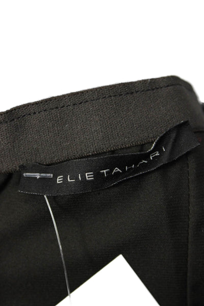Elie Tahari Womens Wool Solid Back Zip Knee Length Pencil Skirt Brown Size 4