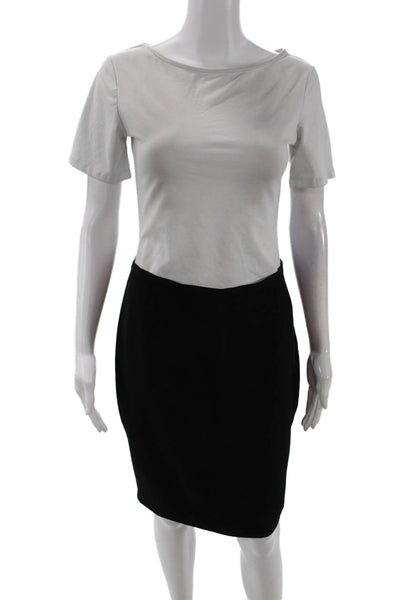 Armani Collezioni Womens Solid Side Zip Knee Length Pencil Skirt Black Size 6
