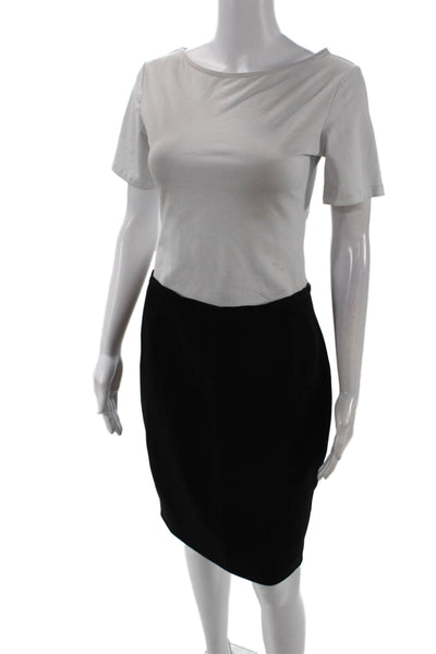 Armani Collezioni Womens Solid Side Zip Knee Length Pencil Skirt Black Size 6