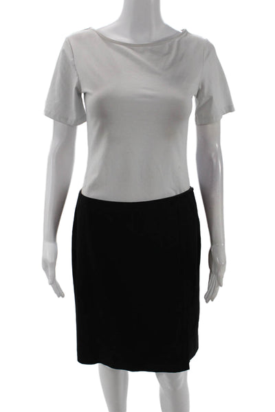 Elie Tahari Womens Solid Side Zip Knee Length Pencil Skirt Brown Size 4