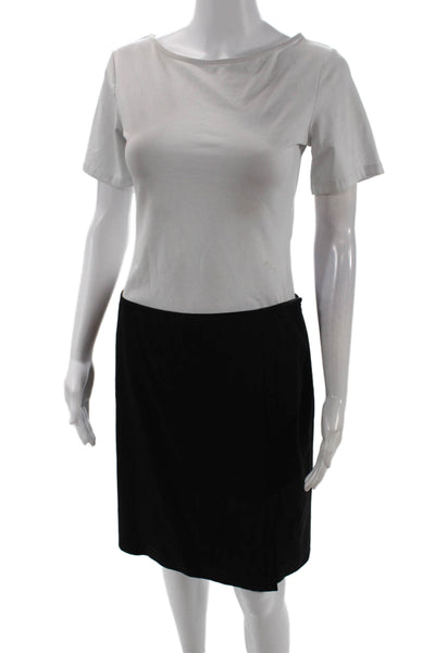Elie Tahari Womens Solid Side Zip Knee Length Pencil Skirt Brown Size 4