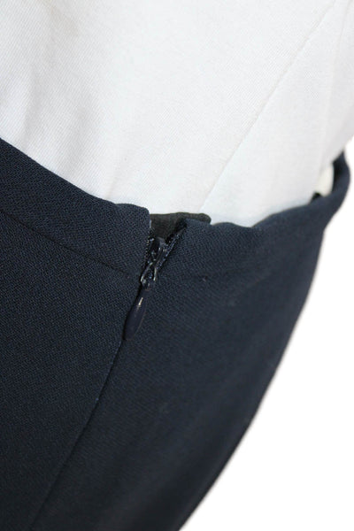 Armani Collezioni Womens Wool Blend Zip Up Knee Length Pencil Skirt Navy Size 6