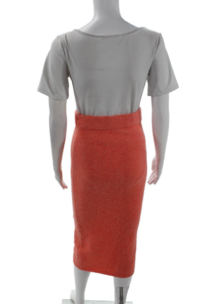 MNG Womens Stretch Straight Casual Midi Skirt Solid Orange Size 2XS