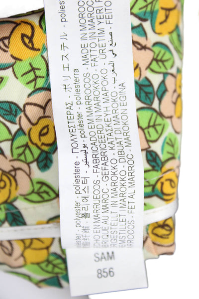 Zara Womens Floral Print Tied High-Waisted Wide-Leg Pants Green Size XS