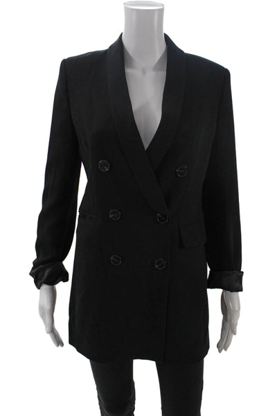 Zara Womens Double Breasted Long Sleeve Collared Blazer Black Size XS
