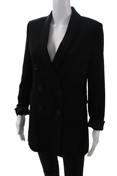 Zara Womens Double Breasted Long Sleeve Collared Blazer Black Size XS