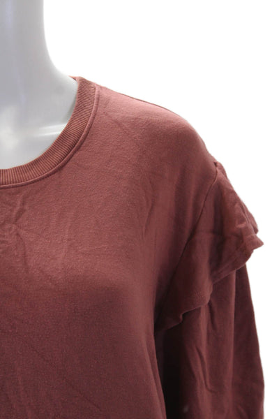 Sundry Womens Ruffled Long Sleeves Sweat Suit Clay Brown Cotton Blend Size 2/1
