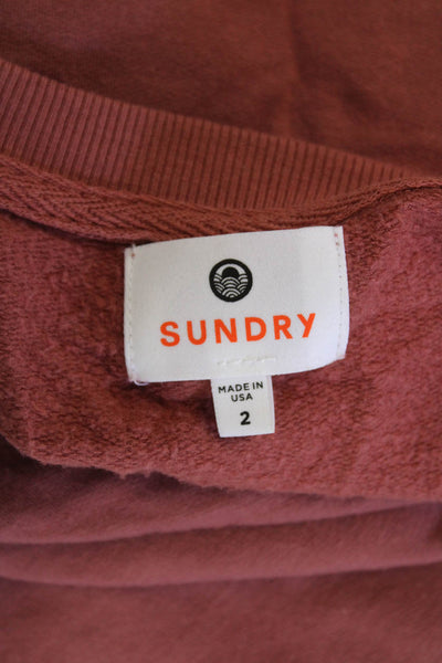 Sundry Womens Ruffled Long Sleeves Sweat Suit Clay Brown Cotton Blend Size 2/1