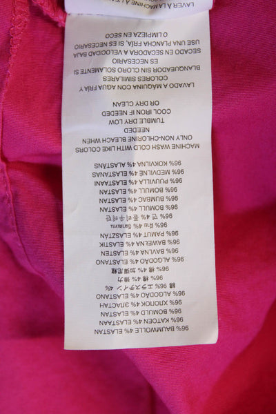 Michael Michael Kors Womens Round Neck Smocked Long Sleeve Blouse Pink Size XS