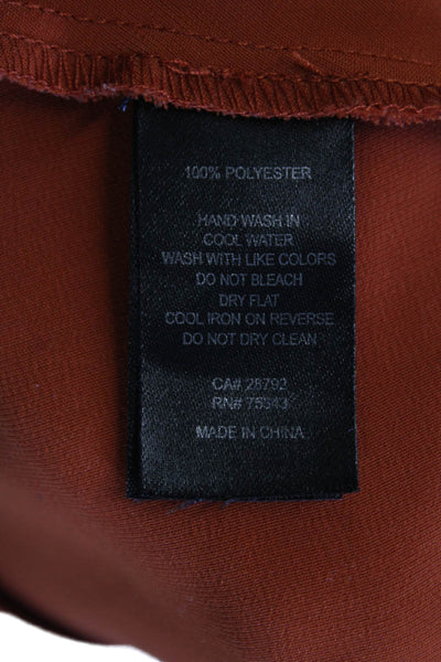 Rachel Zoe Womens Satin Print Elastic Waist Midi A-Line Skirt Orange Size 2