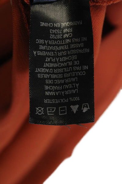 Rachel Zoe Womens Satin Print Elastic Waist Midi A-Line Skirt Orange Size 2