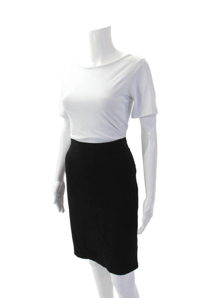 Eileen Fisher Womens Elastic Waist Straight Midi Pencil Skirt Black Size S