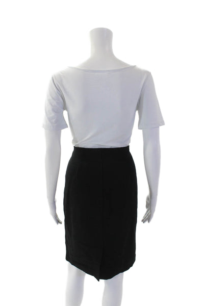 Eileen Fisher Womens Elastic Waist Straight Midi Pencil Skirt Black Size S