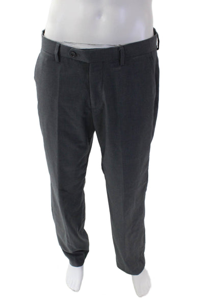 Statement Wool Mens Tailored Straight Leg Trouser Dress Pants Gray Size 34