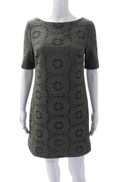 Adrianna Papell Womens Short Sleeve Zippered Sheath Dress Gray Size 8P