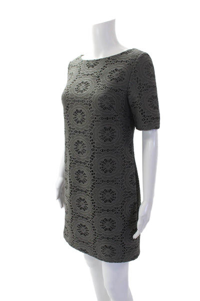 Adrianna Papell Womens Short Sleeve Zippered Sheath Dress Gray Size 8P