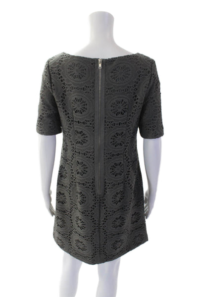 Adrianna Papell Womens Short Sleeve Zippered Sheath Dress Gray Size 8P