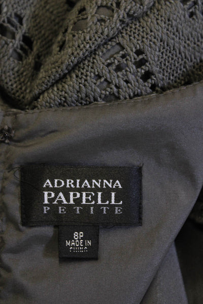 Adrianna Papell Womens Short Sleeve Zippered Sheath Dress Gray Size 8P