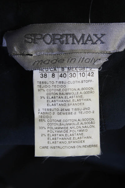 Sportmax Womens Cotton Collared Zip Short Sleeve Mini Dress Black Size 8