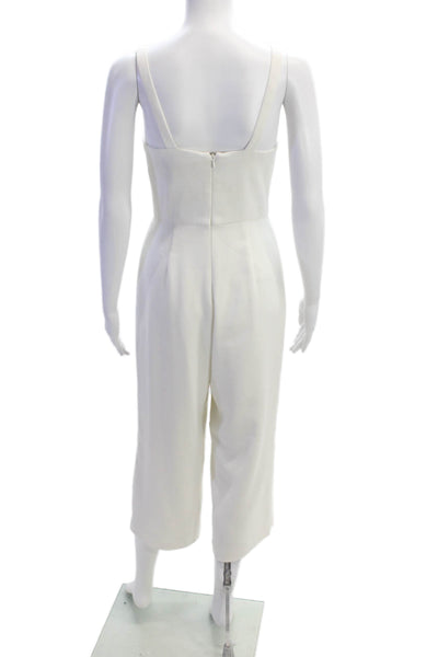 Jay Godfrey Womens V-Neck Sleeveless Zip Up Wide Leg Jumpsuit White Size 2