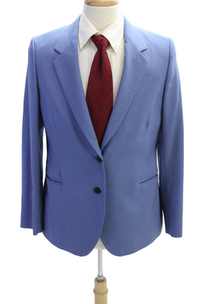 Paul Smith Mens Wool Collared Long Sleeve Button Up Suit Jacket Blue Size 48/58