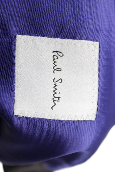 Paul Smith Mens Wool Collared Long Sleeve Button Up Suit Jacket Blue Size 48/58
