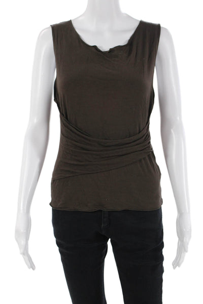 Armani Collezioni Womens Sleeveless Boat Neck Tank Top Brown Size 8