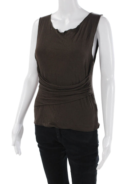 Armani Collezioni Womens Sleeveless Boat Neck Tank Top Brown Size 8