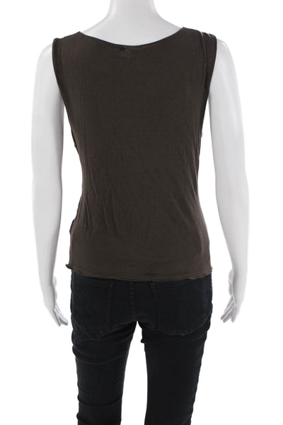 Armani Collezioni Womens Sleeveless Boat Neck Tank Top Brown Size 8