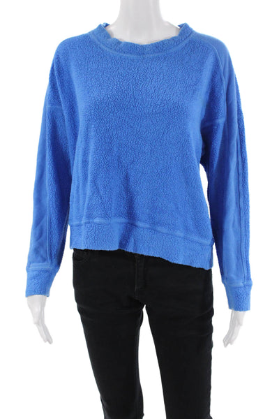 Stateside Womens Cotton Round Neck Long Sleeve Pullover Sweatshirt Blue Size S