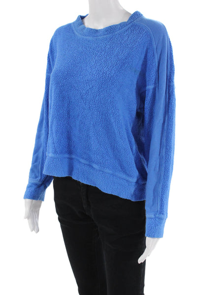 Stateside Womens Cotton Round Neck Long Sleeve Pullover Sweatshirt Blue Size S