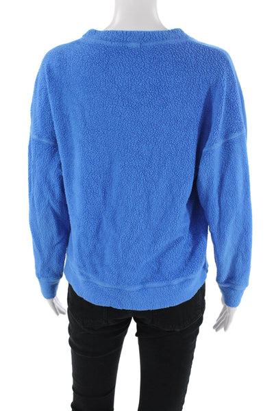Stateside Womens Cotton Round Neck Long Sleeve Pullover Sweatshirt Blue Size S