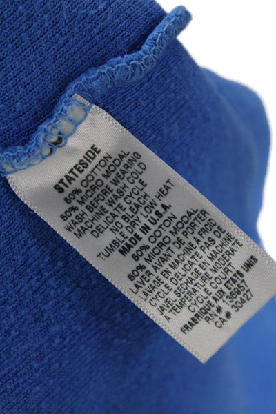 Stateside Womens Cotton Round Neck Long Sleeve Pullover Sweatshirt Blue Size S