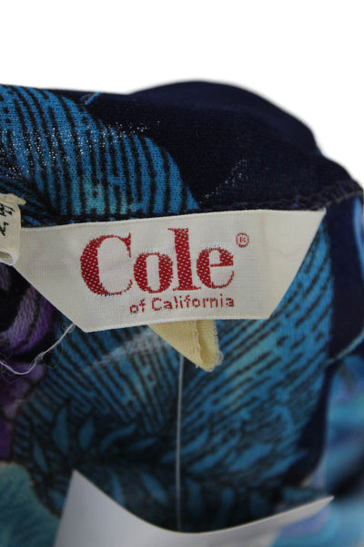 Cole of California Womens Floral Tied Sleeveless Cover-Up Blouse Blue Size M