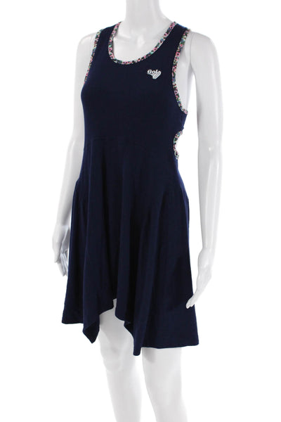 Anthropologie Gola Womens Ribbed Sleeveless A Line Dress Navy Blue Size Medium