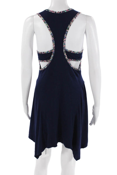 Anthropologie Gola Womens Ribbed Sleeveless A Line Dress Navy Blue Size Medium