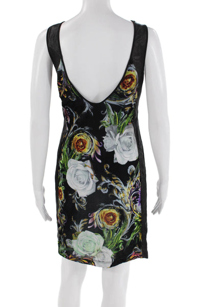 Clover Canyon Womens Faux Leather Floral Print Body Con Dress Black Size Medium