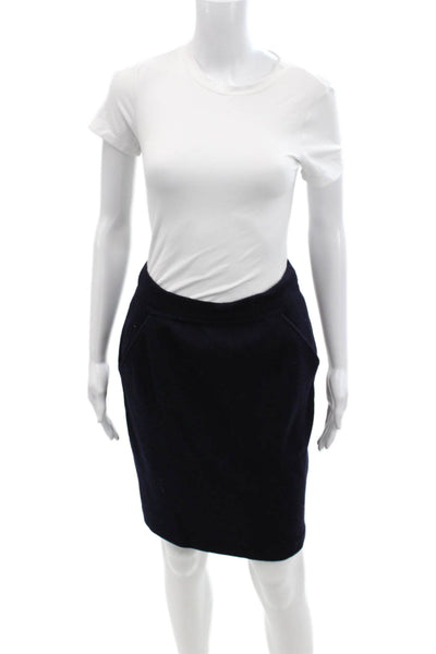 DKNY Womens Wool Stretch Casual Pencil Mini Skirt Solid Blue Size M