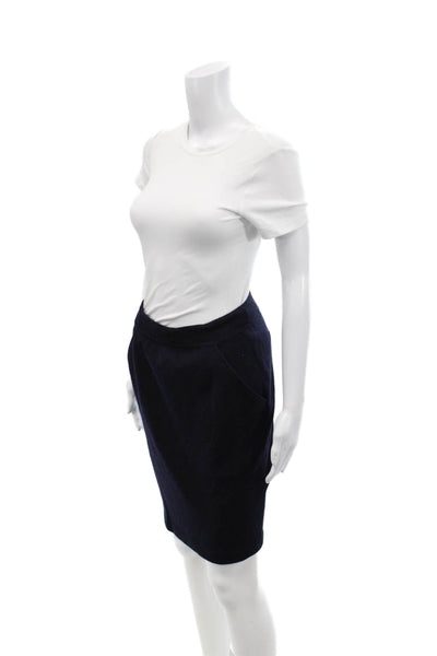 DKNY Womens Wool Stretch Casual Pencil Mini Skirt Solid Blue Size M