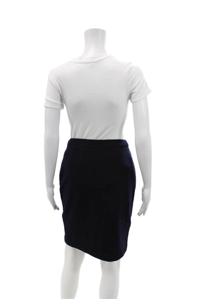 DKNY Womens Wool Stretch Casual Pencil Mini Skirt Solid Blue Size M