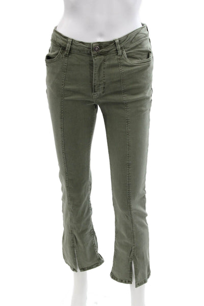 We The Free Womens Mid Rise Zip Up Straight Leg Jeans Green Cotton Size 27