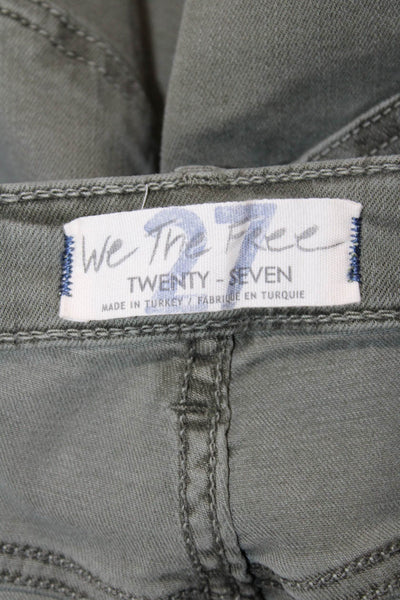 We The Free Womens Mid Rise Zip Up Straight Leg Jeans Green Cotton Size 27