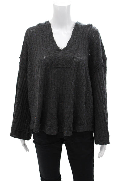 Free People Womens Long Sleeves Pullover Hoodie Gray Cotton Size Extra Small