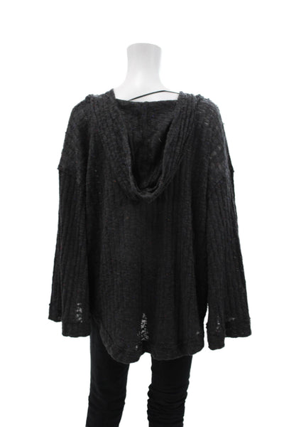 Free People Womens Long Sleeves Pullover Hoodie Gray Cotton Size Extra Small