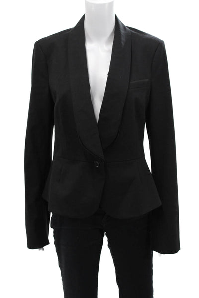 Jason Wu Womens Textured Wool Long Sleeve Collar Sleek Blazer Black Size 08