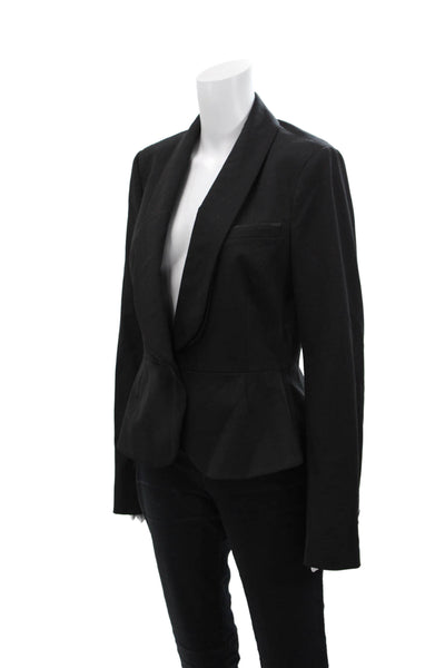 Jason Wu Womens Textured Wool Long Sleeve Collar Sleek Blazer Black Size 08