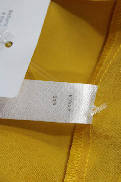 Marissa Webb Women's V-Neck Sleevelesss Pleated Ruffle Blouse Yellow Size S