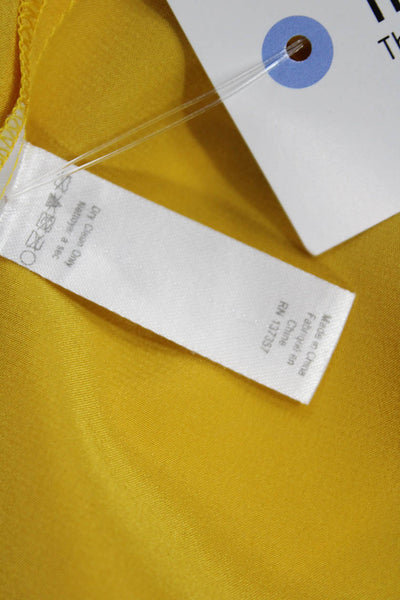 Marissa Webb Women's V-Neck Sleevelesss Pleated Ruffle Blouse Yellow Size S