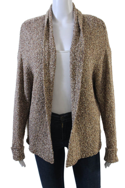 Brochu Walker Womens Cotton Blend Knit Open Front Cardigan Sweater Beige Size S
