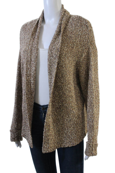 Brochu Walker Womens Cotton Blend Knit Open Front Cardigan Sweater Beige Size S
